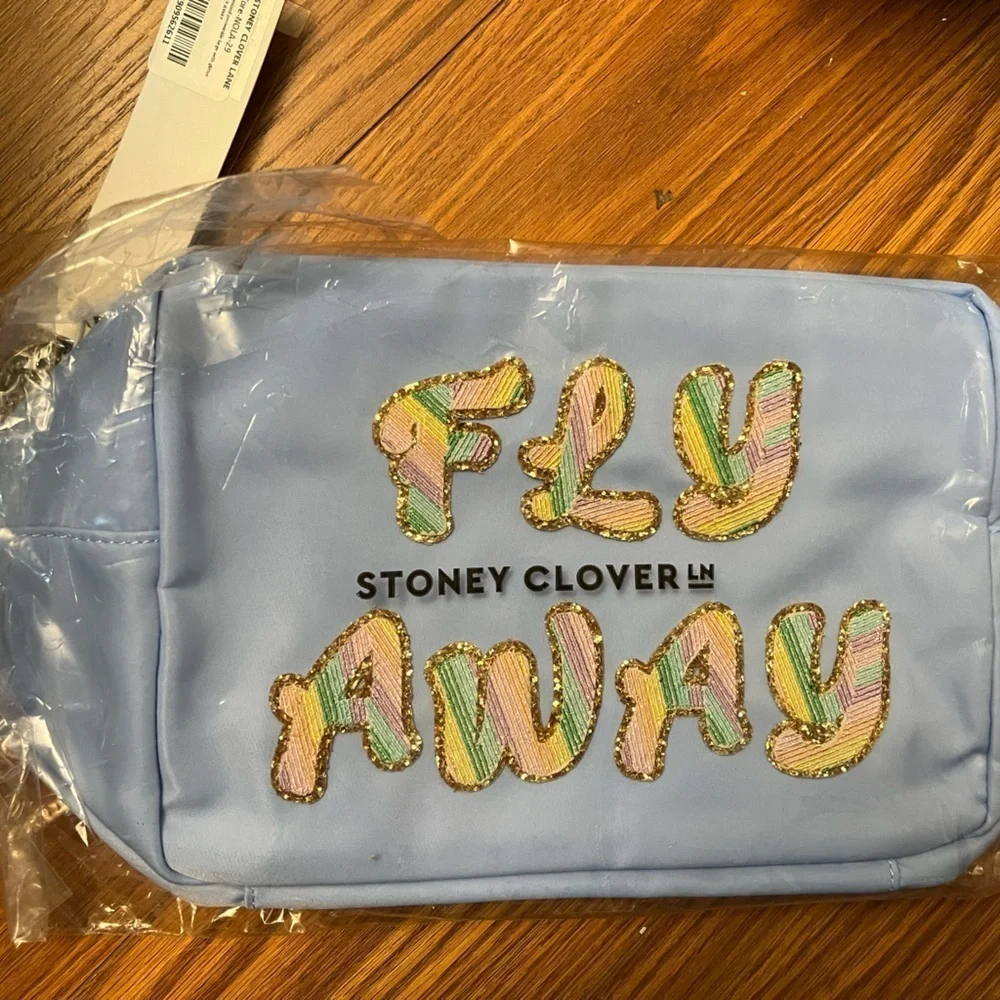 NWT Stoney Clover Lane Fly Away Large Pouch Periwinkle Blue